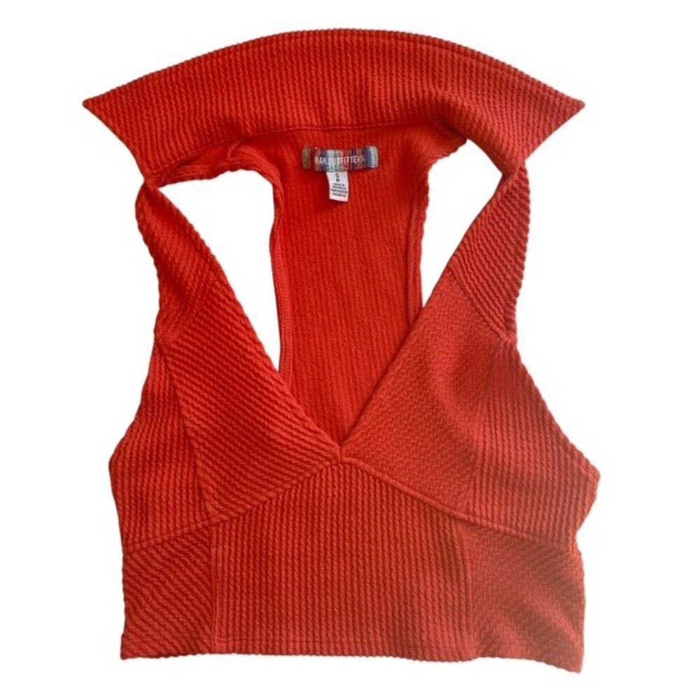 URBAN OUTFITTERS Textured Collared Crop Top - Size Small